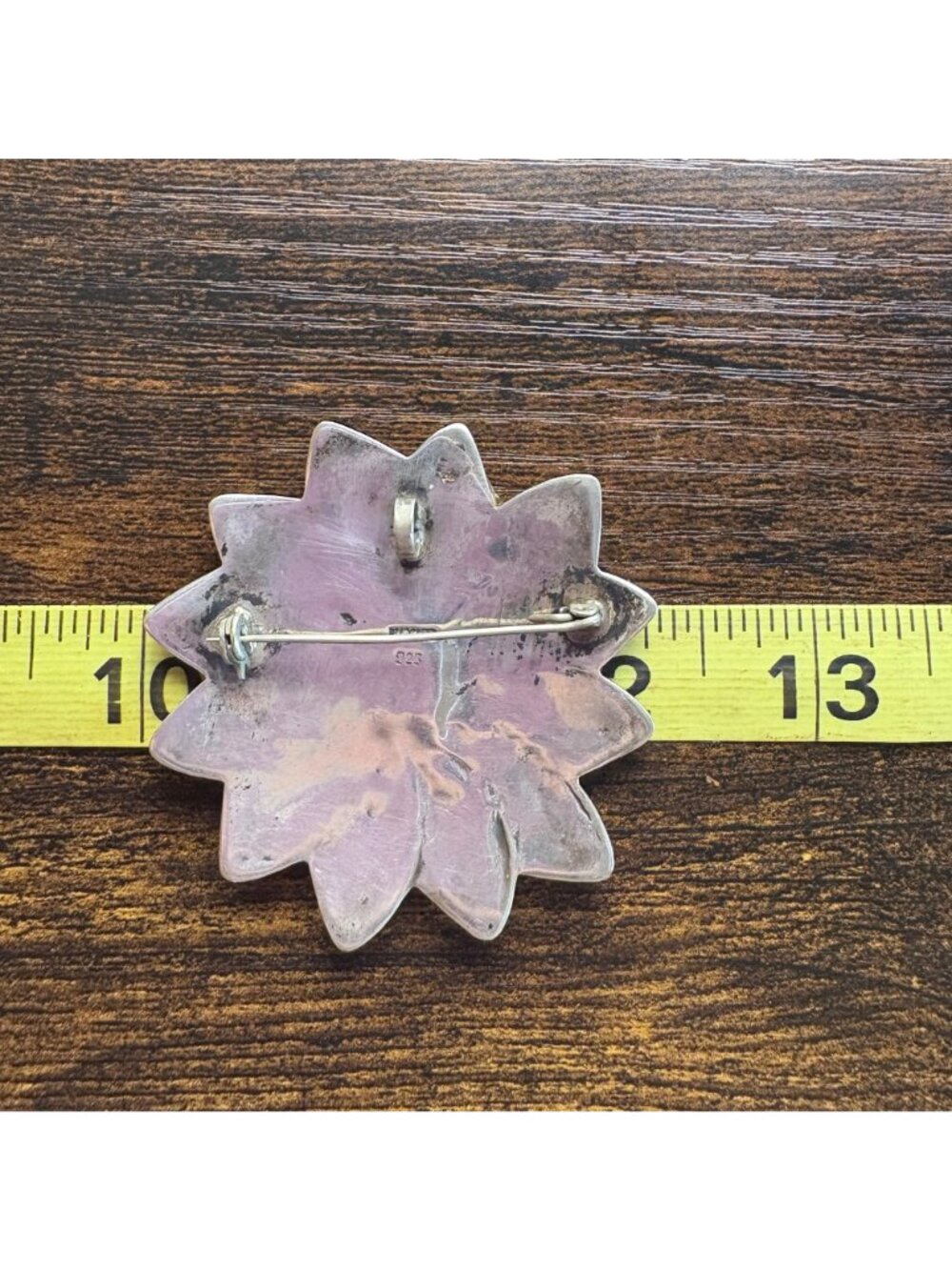Abalone Flower Design Brooch Solid Sterling Silver 925 Size 2.25" Length - Picture 12 of 12